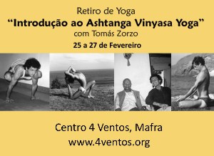 Portugal: Retiro de Introdução ao Ashtanga Vinyasa Yoga com Tomás Zorzo no Centro 4Ventos em Mafra